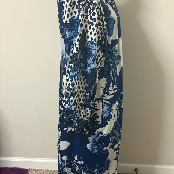 Chico’s Reversible Floral Duster Jacket Blue White NWT Size 1 Kimono - Picture 4 of 8